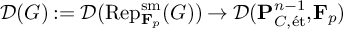 script upper D left parenthesis upper G right parenthesis colon equals script upper D left parenthesis upper R e p Subscript upper F Sub Subscript p Subscript Superscript s m Baseline left parenthesis upper G right parenthesis right parenthesis right arrow script upper D left parenthesis upper P Subscript upper C comma ́ e t Superscript n minus 1 Baseline comma upper F Subscript p Baseline right parenthesis