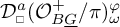 D sub square super a open parenthesis O super plus sub B G forward slash pi close parenthesis super phi sub omega