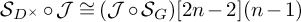 upper S Subscript upper D Sub Superscript times Baseline ring script upper J approximately equals left parenthesis script upper J ring upper S Subscript upper G Baseline right parenthesis 2 n minus 2 left parenthesis n minus 1 right parenthesis
