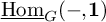 ModifyingBelow backslash operatorname hom With ̲ Subscript upper G Baseline left parenthesis minus comma bold 1 right parenthesis