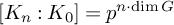 upper K Subscript n Baseline colon upper K 0 equals p Superscript n dot backslash dimension upper G