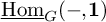 ModifyingBelow backslash operatorname hom With ̲ Subscript upper G Baseline left parenthesis minus comma bold 1 right parenthesis