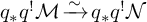 q Subscript asterisk Baseline q Superscript factorial Baseline script upper M backslash xrightarrow tilde q Subscript asterisk Baseline q Superscript factorial Baseline script upper N