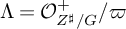 upper Lamda equals script upper O Subscript upper Z Sub Superscript ♯ Subscript divided by upper G Superscript plus Baseline divided by pi
