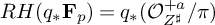 upper R upper H left parenthesis q Subscript asterisk Baseline bold upper F Subscript p Baseline right parenthesis equals q Subscript asterisk Baseline left parenthesis script upper O Subscript upper Z Sub Superscript ♯ Subscript Superscript plus a Baseline divided by pi right parenthesis