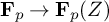 bold upper F Subscript p Baseline right arrow bold upper F Subscript p Baseline left parenthesis upper Z right parenthesis