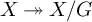 upper X two headed right arrow upper X divided by upper G