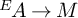 Superscript upper E Baseline backslash exclamation mark upper A right arrow upper M