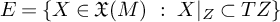 upper E equals left brace upper X element of German upper X left parenthesis upper M right parenthesis backslash hspace period 05 i n colon backslash hspace period 05 i n upper X vertical bar Subscript upper Z Baseline subset of upper T upper Z right brace