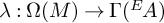 lamda colon upper Omega left parenthesis upper M right parenthesis right arrow upper Gamma left parenthesis Superscript upper E Baseline backslash exclamation mark upper A right parenthesis