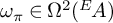 omega Subscript pi Baseline element of upper Omega squared left parenthesis Superscript upper E Baseline backslash exclamation mark upper A right parenthesis