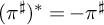 left parenthesis pi Superscript ♯ Baseline right parenthesis Superscript asterisk Baseline equals minus pi Superscript ♯
