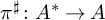 pi Superscript ♯ Baseline colon upper A Superscript asterisk Baseline right arrow upper A