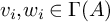v Subscript i Baseline comma w Subscript i Baseline element of upper Gamma left parenthesis upper A right parenthesis