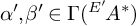 alpha prime comma beta prime element of upper Gamma left parenthesis Superscript upper E prime Baseline backslash exclamation mark upper A Superscript asterisk Baseline right parenthesis