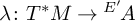 lamda colon upper T Superscript asterisk Baseline upper M right arrow Superscript upper E prime backslash exclamation mark upper A