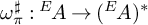 omega Subscript pi Superscript ♯ colon Superscript upper E Baseline backslash exclamation mark upper A right arrow left parenthesis Superscript upper E Baseline backslash exclamation mark upper A right parenthesis Superscript asterisk