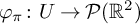 phi Subscript pi Baseline colon upper U right arrow script upper P left parenthesis upper R squared right parenthesis