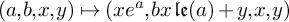 left parenthesis a comma b comma x comma y right parenthesis right arrow from bar left parenthesis x e Superscript a Baseline comma b x l e left parenthesis a right parenthesis plus y comma x comma y right parenthesis