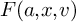 upper F left parenthesis a comma x comma v right parenthesis