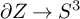 partial differential upper Z right arrow upper S cubed