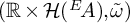 left parenthesis double struck upper R times script upper H left parenthesis Superscript upper E Baseline backslash exclamation mark upper A right parenthesis comma omega overtilde right parenthesis