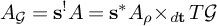upper A Subscript script upper G Baseline equals bold s Superscript factorial Baseline upper A equals bold s Superscript asterisk Baseline upper A Subscript rho Baseline backslash exclamation mark times Subscript d bold t Baseline upper T script upper G