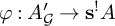 phi colon upper A Subscript script upper G Baseline prime right arrow bold s Superscript factorial Baseline upper A