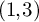 left parenthesis 1 comma 3 right parenthesis