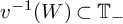 v Superscript negative 1 Baseline left parenthesis upper W right parenthesis subset of upper T Subscript minus