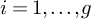 i equals 1 comma midline horizontal ellipsis comma g