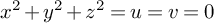 x squared plus y squared plus z squared equals u equals v equals 0