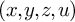 left parenthesis x comma y comma z comma u right parenthesis