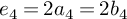 e 4 equals 2 a 4 equals 2 b 4