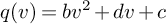 q left parenthesis v right parenthesis equals b v squared plus d v plus c
