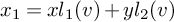x 1 equals x l 1 left parenthesis v right parenthesis plus y l 2 left parenthesis v right parenthesis
