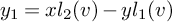 y 1 equals x l 2 left parenthesis v right parenthesis minus y l 1 left parenthesis v right parenthesis