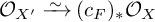 Script O sub X prime is isomorphic to open parenthesis c sub F close parenthesis pushforward Script O sub X.