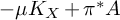 minus mu upper K Subscript upper X plus pi Superscript asterisk Baseline upper A