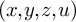 left parenthesis x comma y comma z comma u right parenthesis