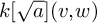 k StartRoot a EndRoot left parenthesis v comma w right parenthesis