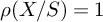 rho left parenthesis upper X divided by upper S right parenthesis equals 1