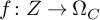 f colon upper Z right arrow upper Omega Subscript upper C Baseline