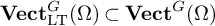 upper V e c t Subscript backslash operatorname upper L upper T Superscript upper G Baseline left parenthesis upper Omega right parenthesis subset of upper V e c t Superscript upper G Baseline left parenthesis upper Omega right parenthesis