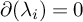 partial differential left parenthesis lamda Subscript i Baseline right parenthesis equals 0