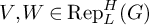 upper V comma upper W element of backslash operatorname upper R e p Subscript upper L Superscript upper H Baseline left parenthesis upper G right parenthesis