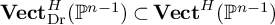 upper V e c t Subscript backslash operatorname upper D r Superscript upper H Baseline left parenthesis double struck upper P Superscript n minus 1 Baseline right parenthesis subset of upper V e c t Superscript upper H Baseline left parenthesis double struck upper P Superscript n minus 1 Baseline right parenthesis