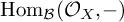 backslash operatorname hom Subscript script upper B Baseline left parenthesis upper O Subscript upper X Baseline comma minus right parenthesis
