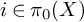 i element of pi 0 left parenthesis upper X right parenthesis