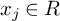 x Subscript j Baseline element of upper R